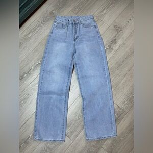 Shein Wide Leg Jeans High Waisted NWOT Streetwear Casual Womens XS Blue